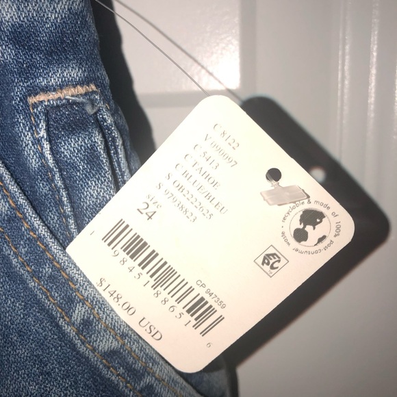 New We The Free Free People Havasu Slouchy Cropped Tahoe Blue Jeans Jorts Sz 24 - Picture 11 of 14